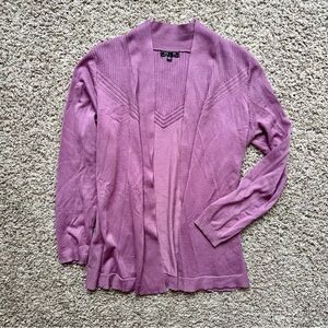 Purple Cardigan Sweater Open Knit XL Long Sleeve Top